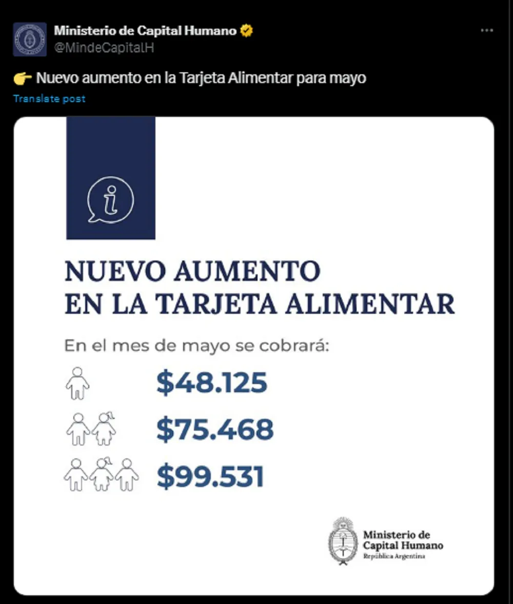 tarjeta alimentar